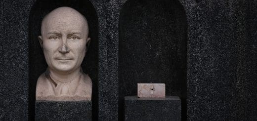 A marble bust sitting next to a simple block of marble can represent the predatory energy known as ego