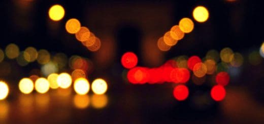 Bokeh in a street at night is an abstract representation of elemental energy between body and mind