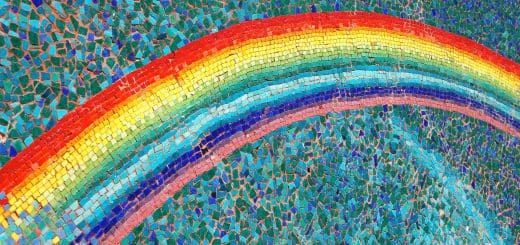 A rainbow mosaic mural can represent energetic values